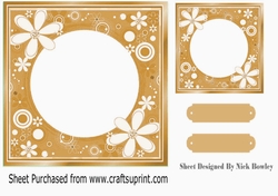 Pretty floral card front/insert 7x7 frame in gold