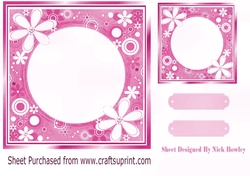 Pretty floral card front/insert 7x7 frame in pink