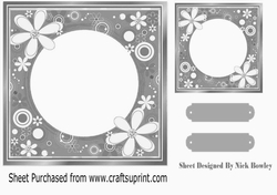 Pretty floral card front/insert 7x7 frame in silver