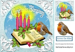 Lovely robin, bible with candles christmas blessings 8x8 (two)