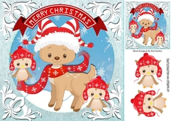 Cute reindeer in red scarf with owls 8x8