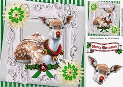 lovely red nose rudey in ornate green stripe frame 8x8