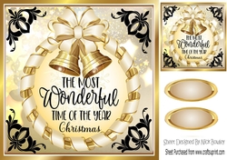 Elegance at christmas lovely black and gold 8x8 card front