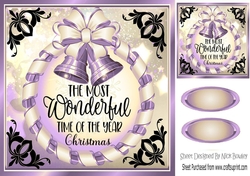 Elegance at christmas lovely black and purple 8x8 card front
