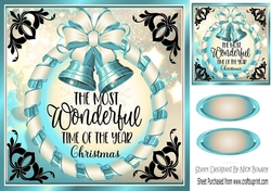 Elegance at christmas lovely black and turq 8x8 card front