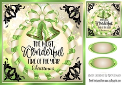 Elegance at christmas lovely black and green 8x8 card front