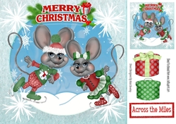 Cute pair of skating mice with gifts 8x8