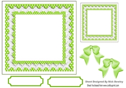 Lovely lime/white polkadot with lace & bows 7x7 card front/insert
