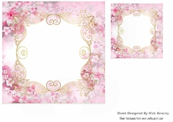  pink floral card front/insert 7x7