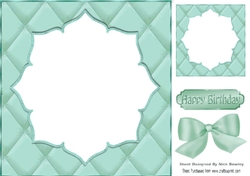 Pretty quilted effect card front in turq 8x8