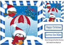 Santas little Helper in red santa hat with robin 8x8