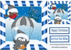 Santas little Helper in silver santa hat with robin 8x8