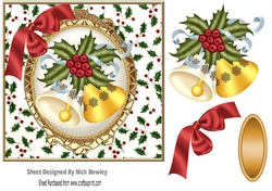 Holly, Bells & Bow Card front 7x7