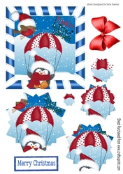 Lovely penguin santas little helper with snowflake pyramids with bow