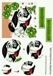 Cute puppy with green flowers circle pyramids