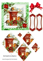 Lovely robins in the snow christmas scene diamond pyramids
