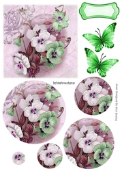 Pretty pink and green pansies with bow circle pyramids