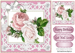 pretty shades of pink roses in filagree 8x8 frame