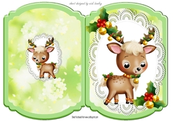 Cute Deer with bells on lace bracket card