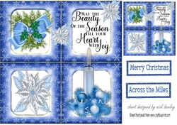 Blue Snowflake window with christmas embelishments 8x8