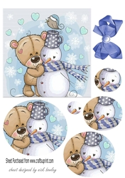 Cute Snowman/teddy oval  pyramids with bow