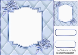 Pretty diamante rose corners with blue quilt frame 8x8