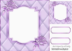 Pretty diamante rose corners with purple quilt frame 8x8