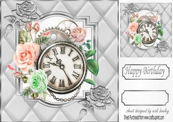 Pretty diamante rose corners with silver quilt steampunk watch with roses