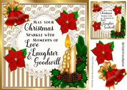 Pretty lace centre and gold stripe/swirls and bells festive card fronts 8x8
