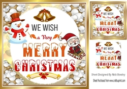 Lovely Snowman & jolly santa in snowball 8x8 frame (orange)
