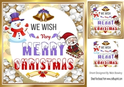 Lovely Snowman & jolly santa in snowball 8x8 frame (purple)