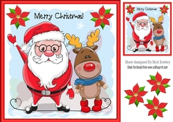 Lovely Santa and reindeer doing a dance 8x8