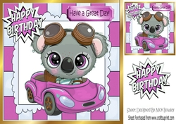 Cute Koala Bear in little pink car 8x8