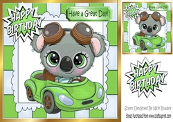 Cute Koala Bear in little green car 8x8