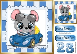 cute mouse in blue car 8x8