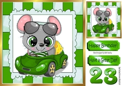 cute mouse in green car 8x8