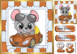 cute mouse in orange car 8x8