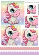 Cute rainbow unicorn with stars and scalloped borders square pyramids