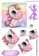 Cute rainbow unicorn with stars and scalloped borders twisted pyramids