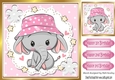 cute ele in pink dot sun hat with stars 8x8