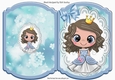 pretty little princess dressed in blue with bow bracket card