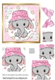 cute ele in pink dot sun hat with stars square pyramids