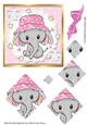 cute ele in pink dot sun hat with stars diamonds pyramids