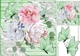 Green Wood and lace corners with pretty delicate roses 8x8 card front