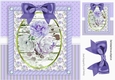 Pretty purple roses in ornate frame with bow 8x8