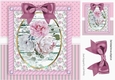 Pretty pink roses in ornate frame with bow 8x8