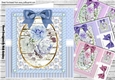 4 Pretty roses in ornate frame with bows card fronts 8x8 mini kit
