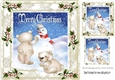 cute teddy bears and snowman playing in the snow 8x8