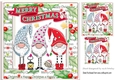  Santas jolly elves in holly/berry frame  8x8
