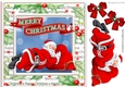 Santa having a snooze, in holl/berry frame with bows 8x8